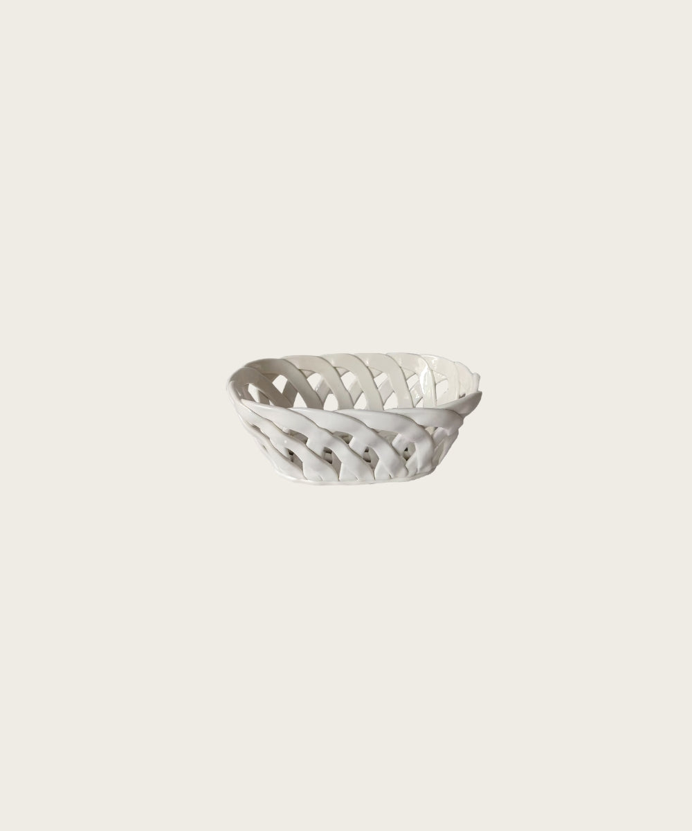 Panier ceramique l25.5 blanc