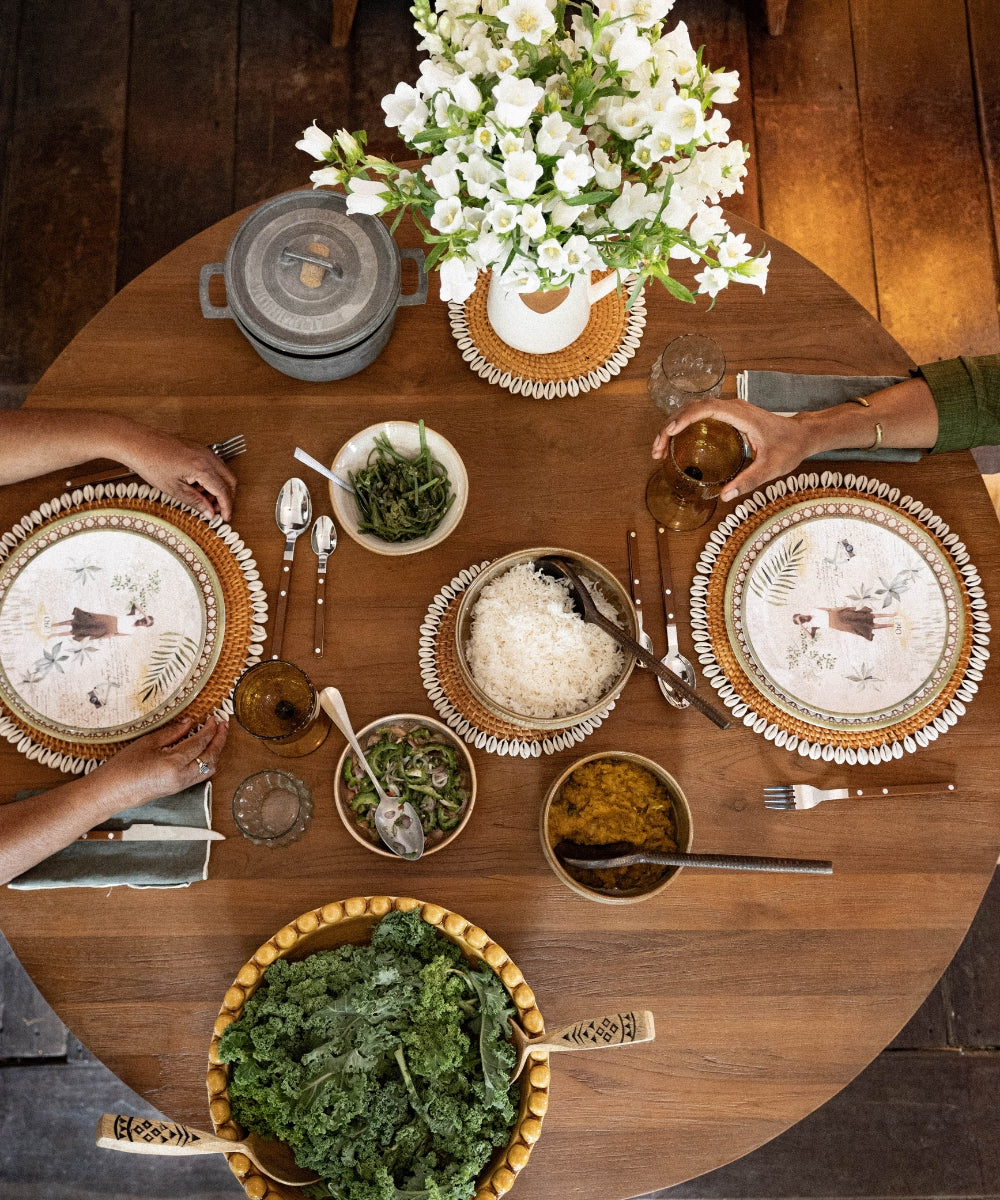 Table à rallonge ronde scandi