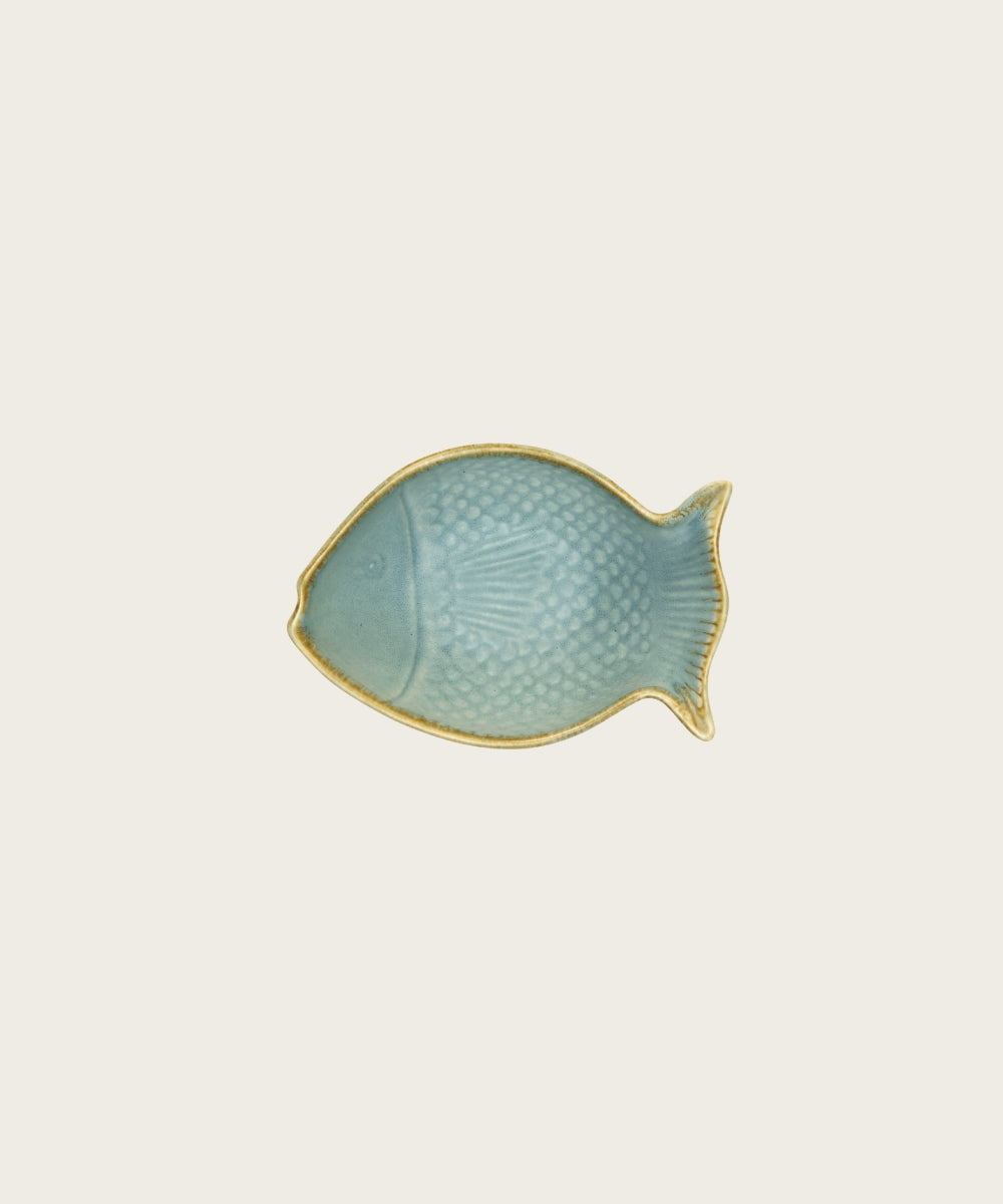 Plat poisson gres bleu