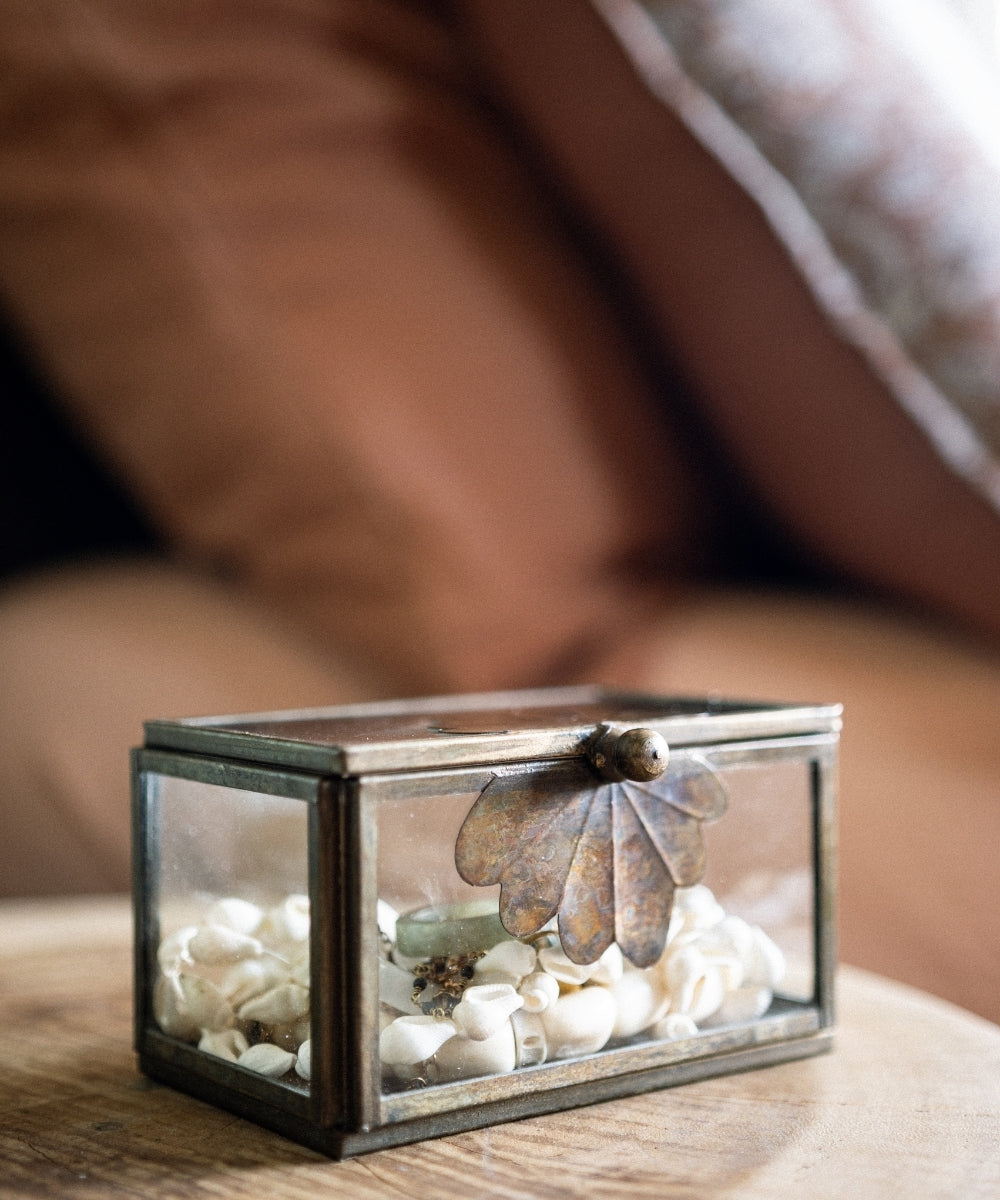 Boite en verre feuille laiton