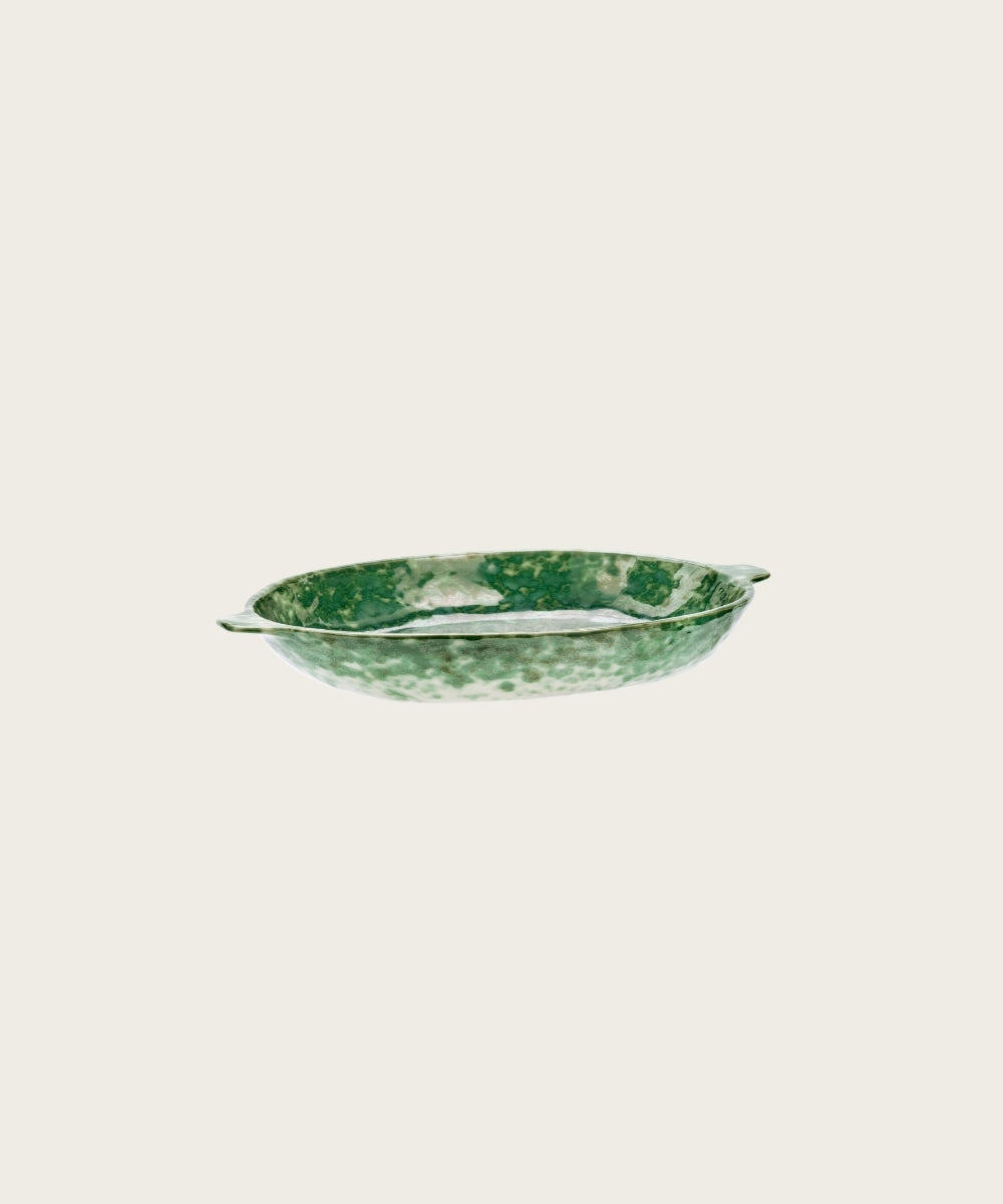 Plat à four ovale grès vert