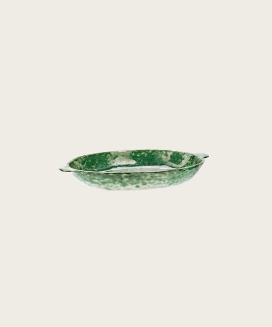 Plat à four ovale grès vert