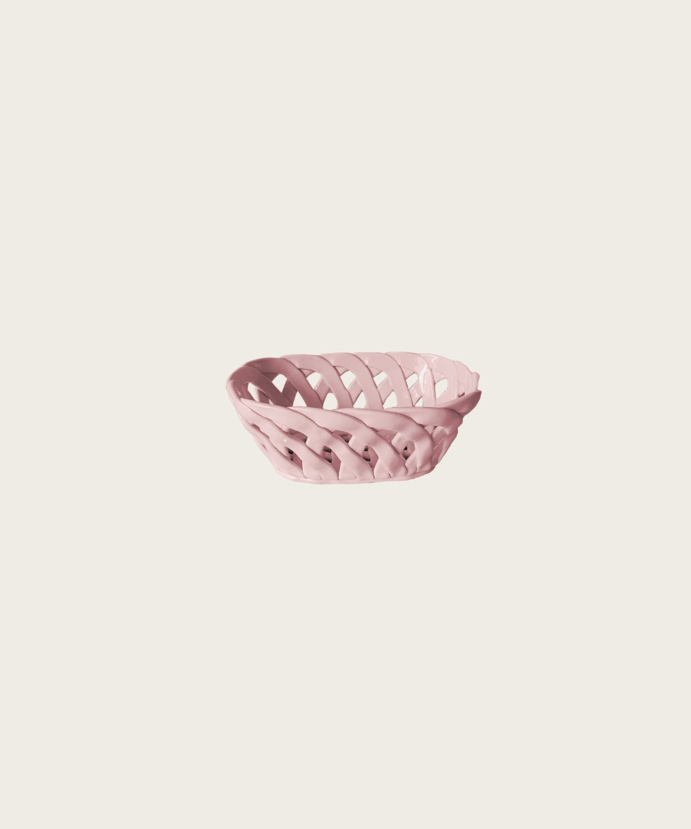 Panier ceramique l25.5 rose