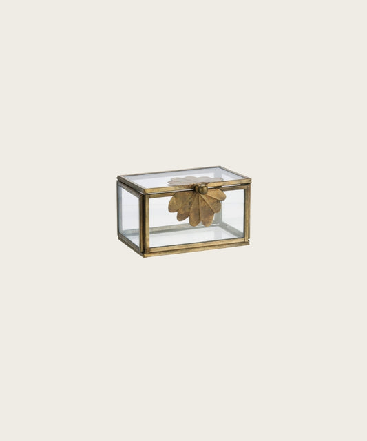 Boite en verre feuille laiton 